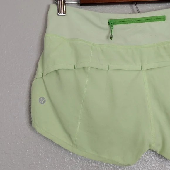 Lululemon Lime Green High-Rise Training Workout Running Athletic Shorts Sz 4 - Picture 5 of 16
